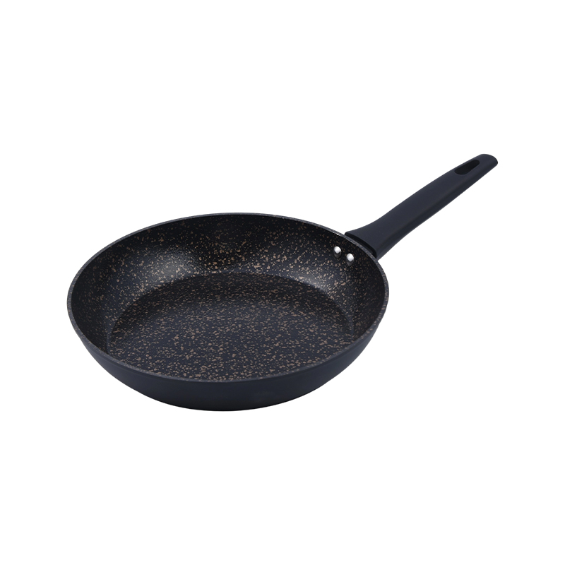 Poêle à frire en aluminium forgé avec revêtement en céramique de marbre noir et or