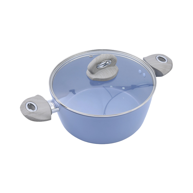 Cocotte en aluminium forgé avec revêtement en céramique bleue