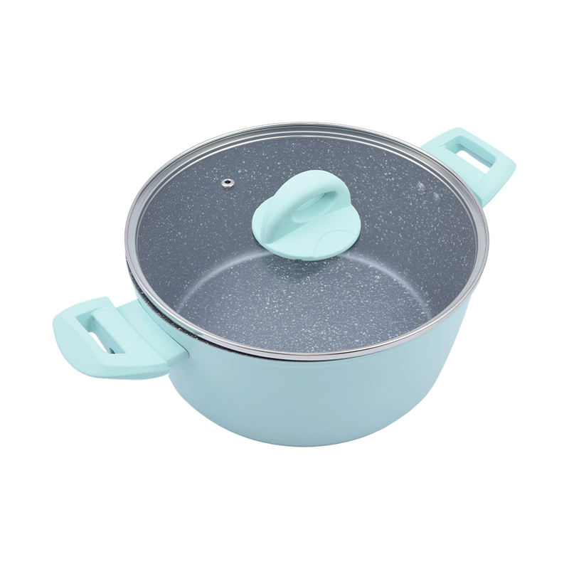 Cocotte en aluminium forgé avec revêtement en céramique de marbre noir et or