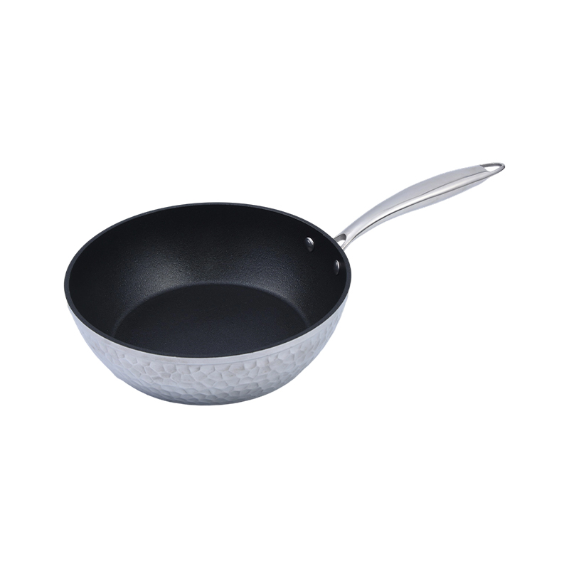 Poêle à frire en aluminium forgé avec marteau texturé