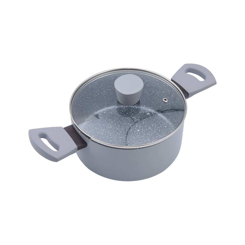 Cocotte en aluminium pressé marbre gris