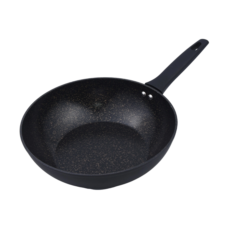 Wok en aluminium forgé avec marbre noir doré