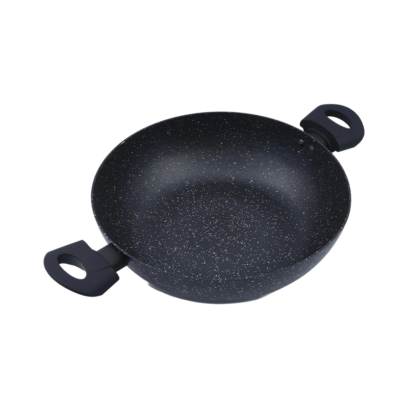 Wok en aluminium pressé avec 2 poignées latérales