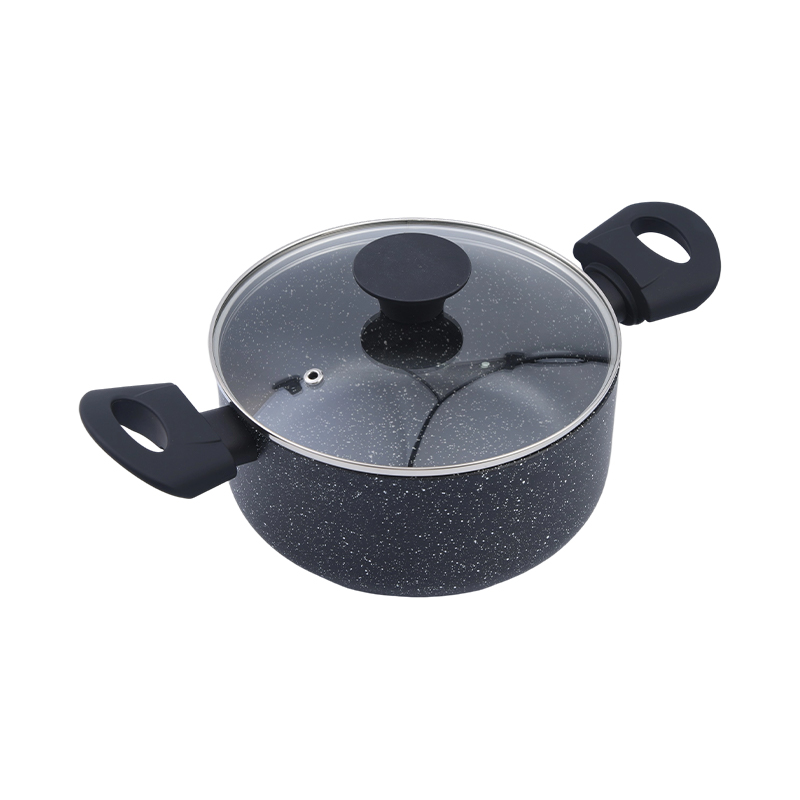 Cocotte en aluminium pressé marbre noir