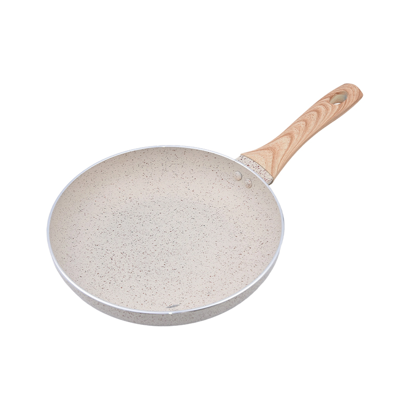 Batterie de cuisine en aluminium pressé avec revêtement antiadhésif en marbre crème