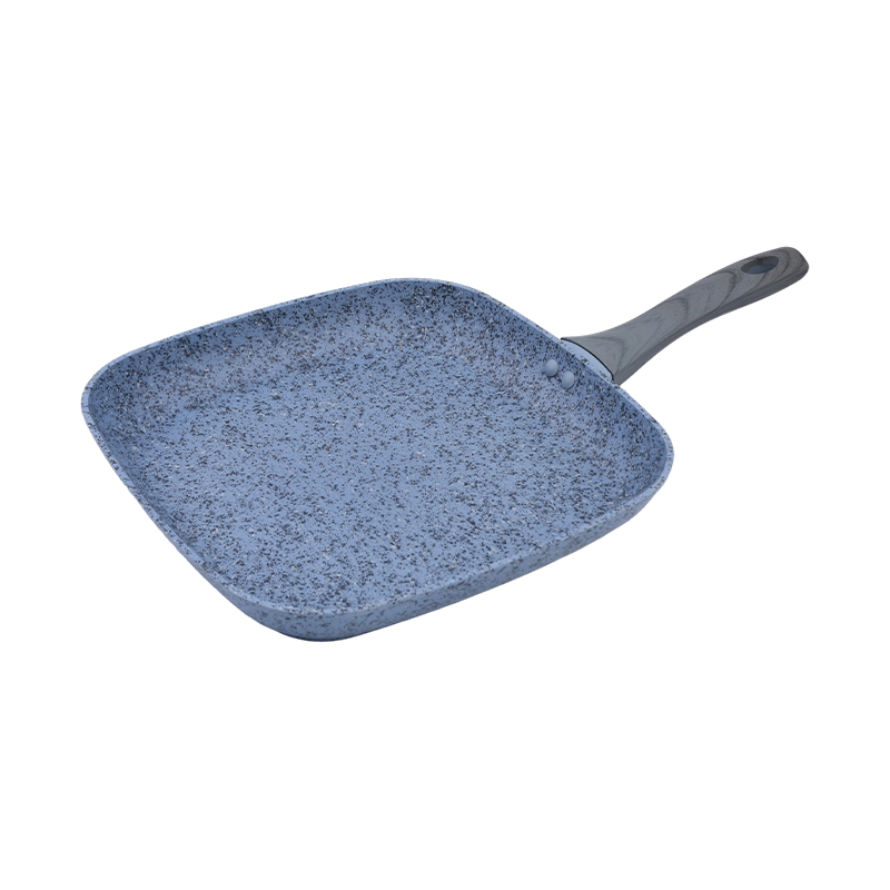 Poêle à griller en aluminium forgé avec granit bleu